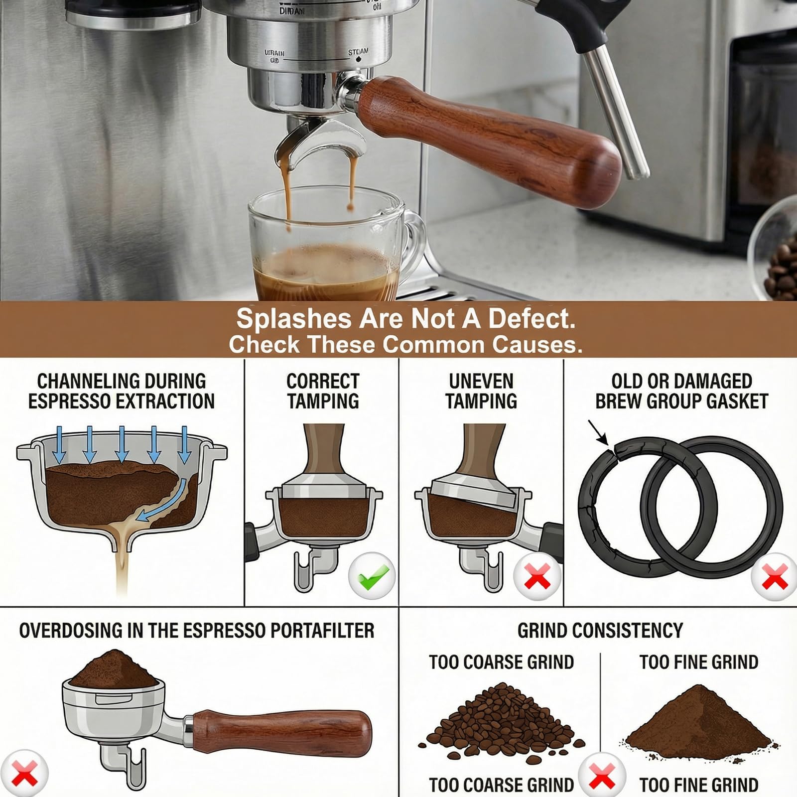 Sitko 51 mm do DeLonghi Dedica EC680 EC685 EC885 & Smeg, filtr portowy ze stali nierdzewnej, konstrukcja z 3 uszami, podwójna wylewka, z ergonomicznym drewnianym uchwytem, w zestawie kosz