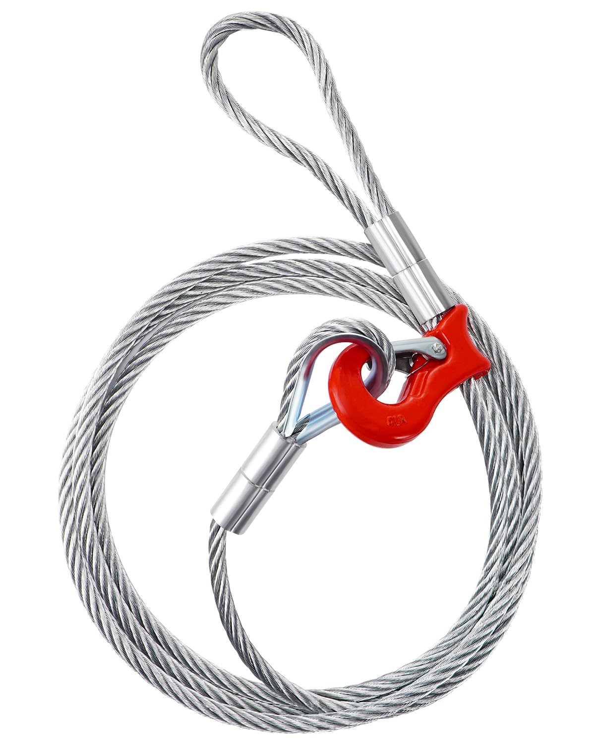 8.2FT Single Leg Wire Rope Sling 1.6t/3500Lbs Rated Load 8.2 Feet Length, 1/2" Diameter, with 3/8" - 1/2" Sliding Choker Hook WLL 1.6t