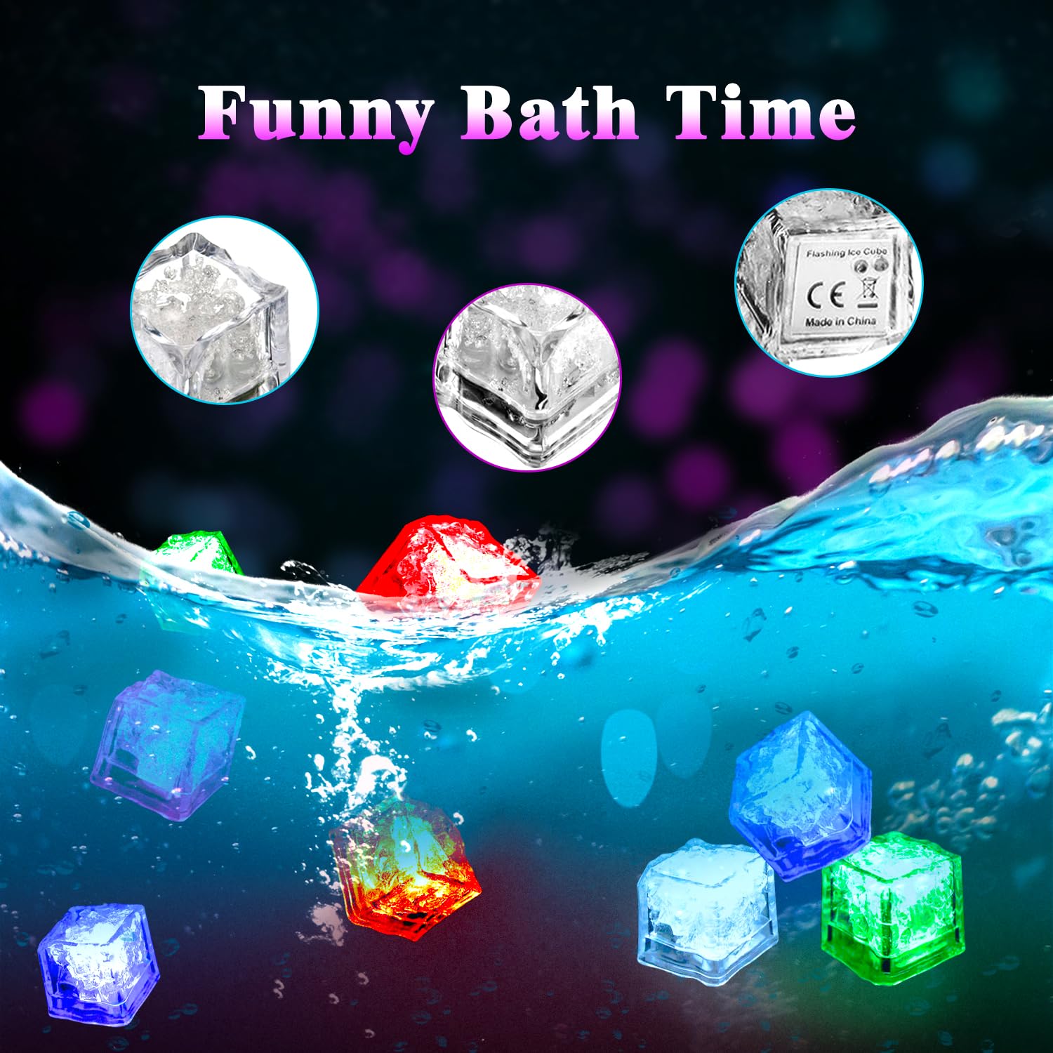 Cubos De Luz Sensoriales Baño 12 Cubitos De Hielo LED Juguete De