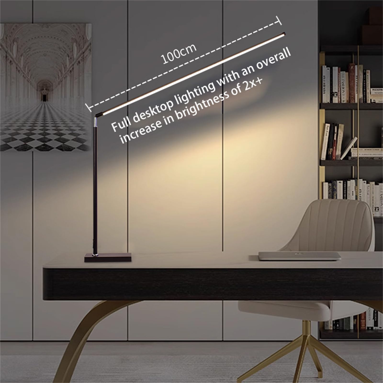LED Schreibtischlampe Dimmbar mit Fernbedienung Tischlampe Einziehbar Metall mit Stecker & Kabel Schalter Leselampe Moderne 350° Drehbar Langarm Stufenlos Dimmbar Tischbeleuchtung für Büro (Schwarz)