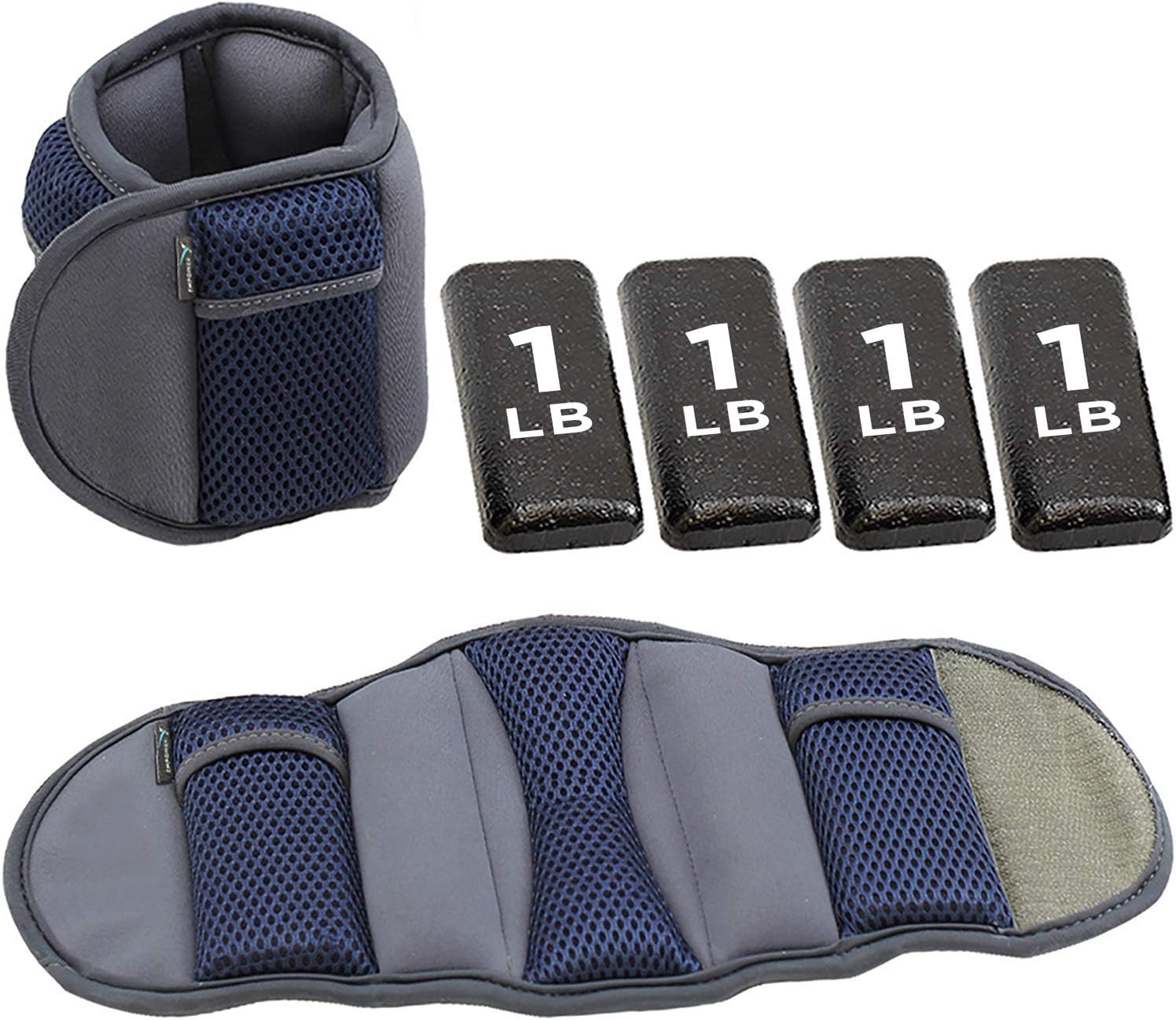 Empower Ankle & Wrist Weights for Women, Adjustable Weights with Adjustable Stap, Running, Walking, Resistance Training, Toning (1 Pair) 3lb, 5lb, 8lb, 12lb