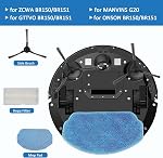 Replacement Parts for MAMNV BR150/BR151, for ZCWA BR150/BR151, for MANVINS G20, for GTTVO BR150/BR151, for ONSON BR150/BR151 2-in-1 Robot Vacuum and Mop Combo, 6 Side Brush,6 Filter, 6 Mop Pad,1Brush