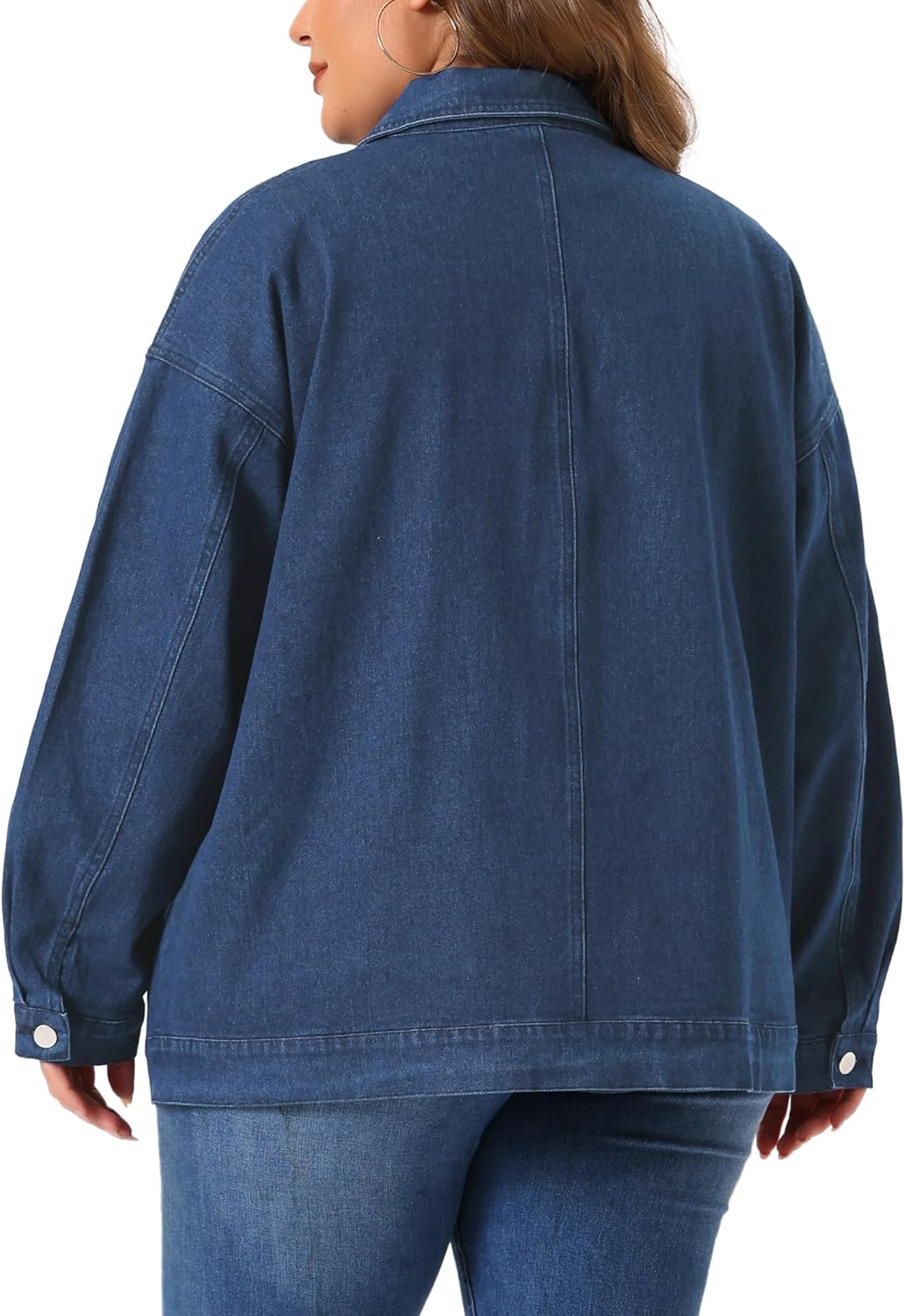 Agnes Orinda Plus Size Denim Jacket for Women Long Sleeve Vintage Jean Jackets with Pockets 2025 Western Outfit - Image 4