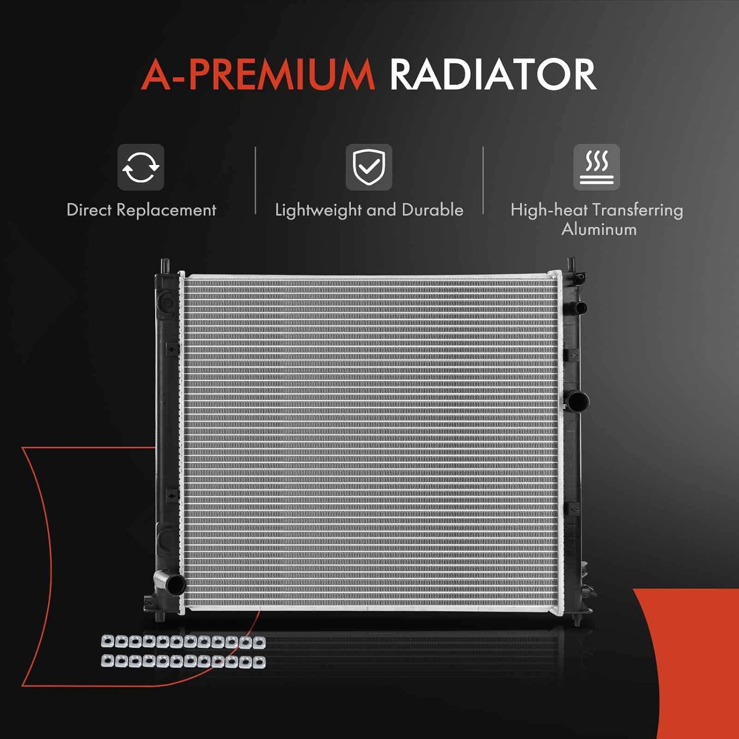 A-Premium Engine Coolant Radiator Assembly Compatible with Cadillac STS 2008 2009 2010 2011, V6 3.6L, with Tow Package, Replace# 19130356