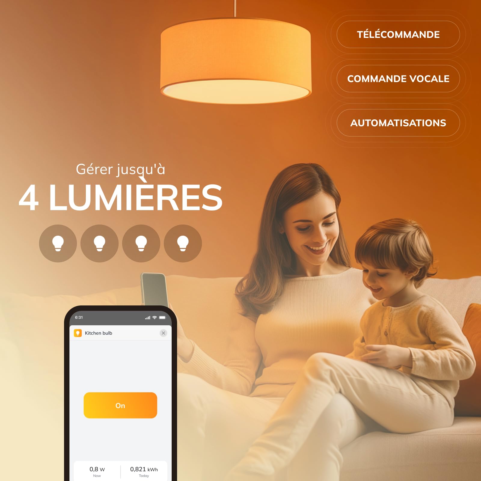 interrupteur Wi-Fi intelligent pour 4 lampes et éclairage. Module relais DIN H pour maison connectée compatible avec Matter, Apple HomeKit, Alexa, Google, 110-240 V 5 A, Panneau èlectrique