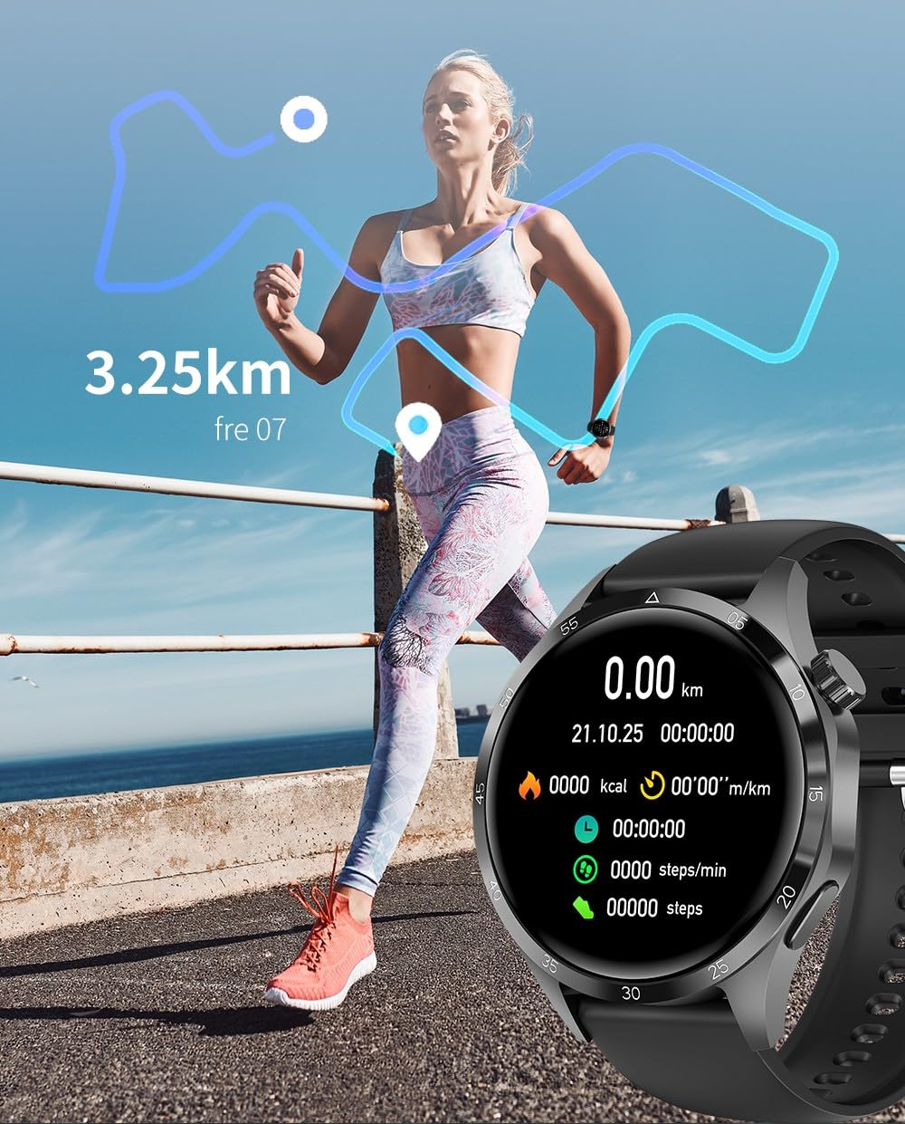 Smartwatch GT4 PRO + Słuchawki Bezprzewodowe Bluetooth | Pulsometr, Ciśnienie, SpO₂, Temperatura, Rozmowy, 11 Trybów Sportowych, IP68, 2 Paski, 580 Tarczy, RDFit, Ekran 1.53" (czarny)