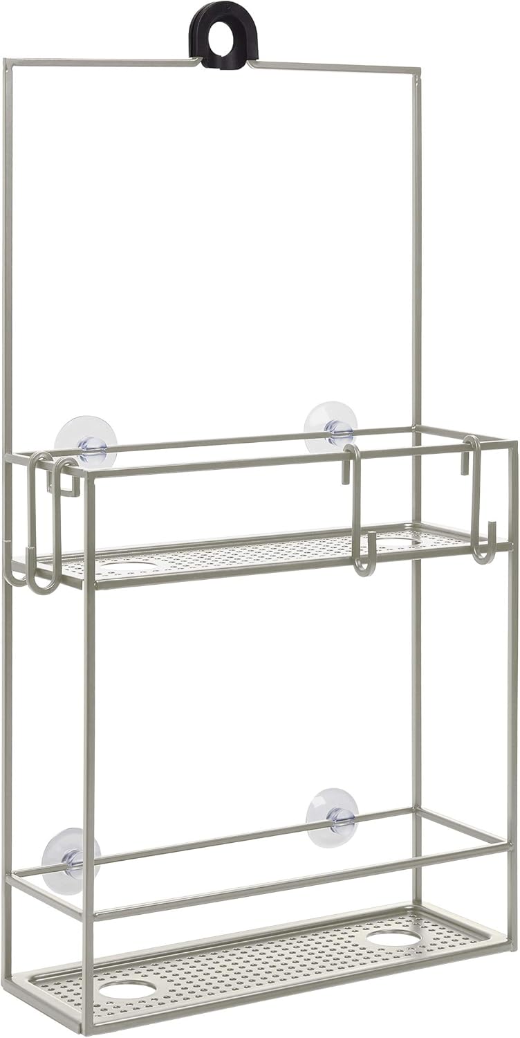 Umbra 023461-040 Cubiko Shower Caddy, Black Metal Shower Caddy Over the Shower Head