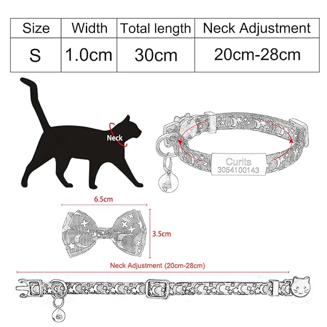 Foto 2 de 5 de Collar De Gato con Lazo Bonito Personalizado,Etiqueta De Nombre,Placa De Identificación…