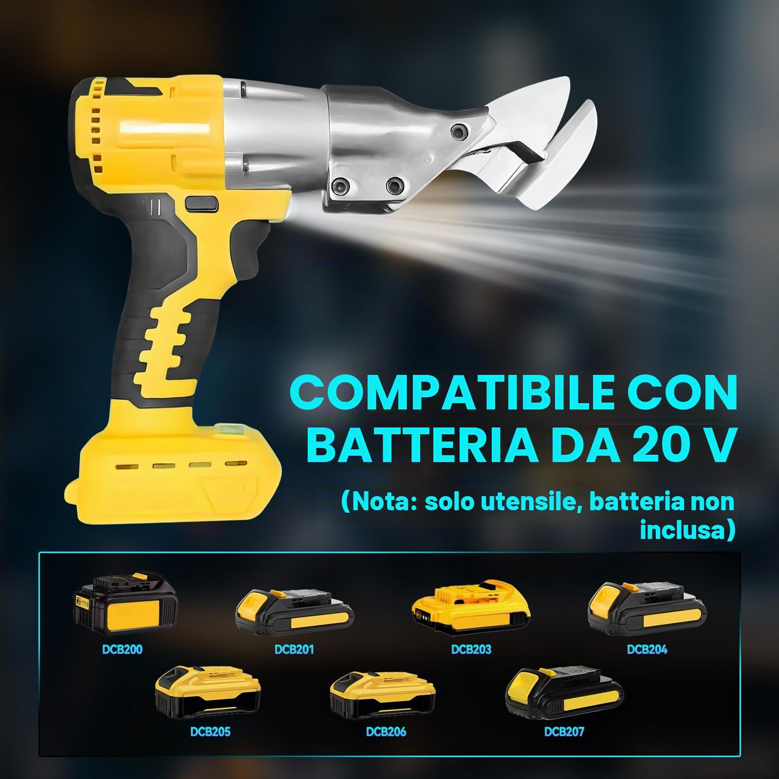 Forbici elettriche senza fili per batteria Dewalt da 20 V, forbici elettriche in metallo senza spazzole, spessore massimo 2 mm, per lamiera, moquette