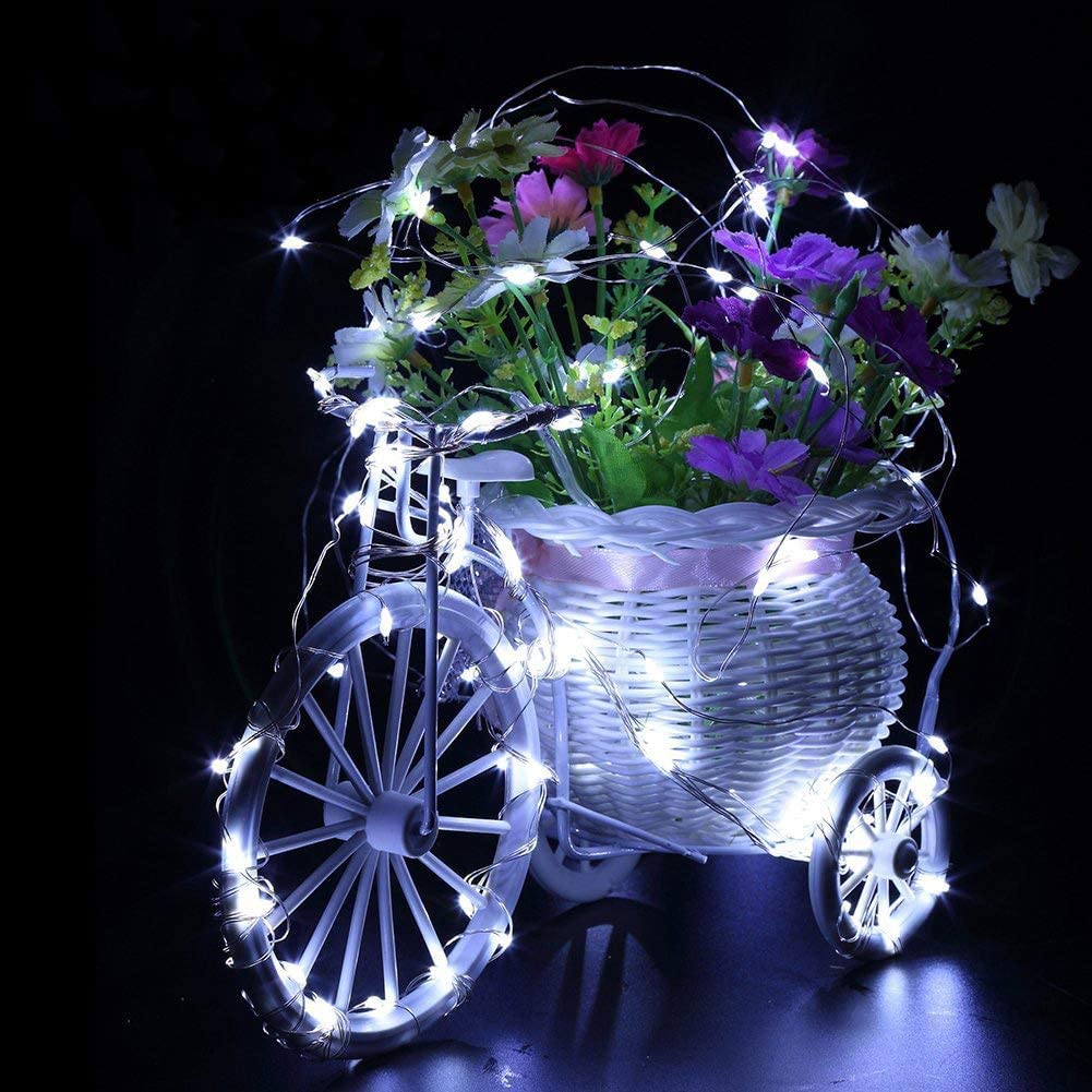 Confezione da 12 lucine luminose a batteria, 20 LED, impermeabili, in filo argentato, per esterni, per camera da letto, feste, compleanni, matrimoni, decorazioni per interni.