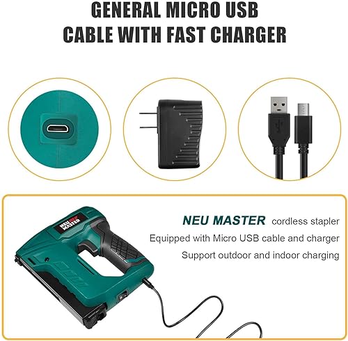 Miniatura 7 de NEU MASTER Pistola grapadora eléctrica, pistolas grapadoras inalámbricas con grapas y cargador USB, resistente para tapicería, manualidades,