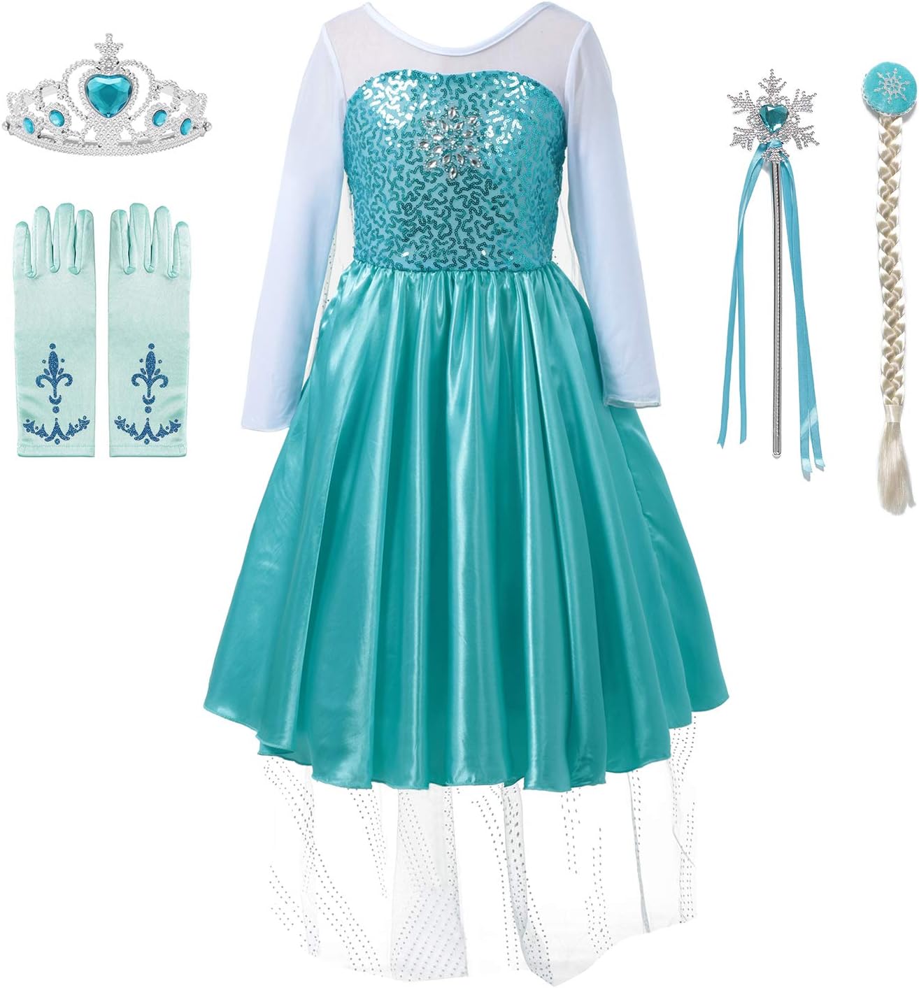 DOCHEER Snow Princess Costume Toddler Girls Queen Sequins Dress Up for Halloween Party