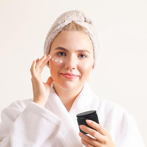 Miniatura 9 de Cornucopia - Tarros de vidrio con revestimiento negro de 2 onzas (paquete de 12); tarros de cosméticos con tapas de metal negro y exterior negro mate