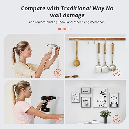 Miniatura 3 de BEILAEEA Cinta de doble cara resistente, cinta reutilizable sin rastros, cinta extraíble multiusos de doble cara, fácil de usar, adecuada para el