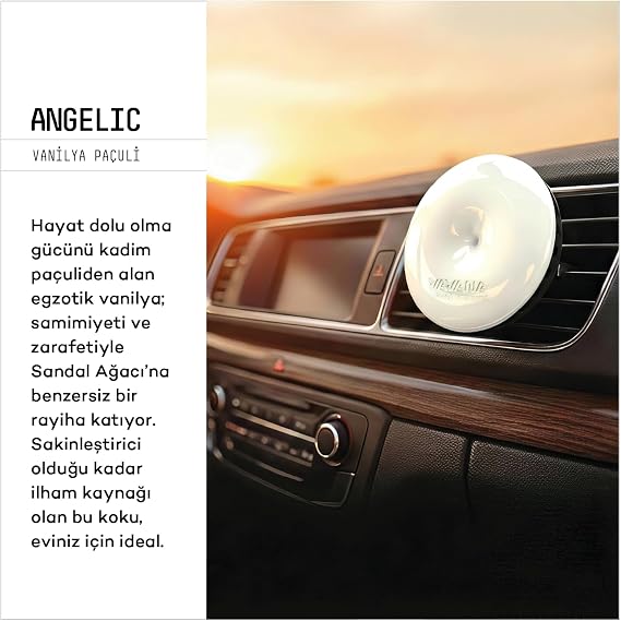 VAVANA Spin Araba Klima Kokusu - Vanilya Paçuli Aromalı Oto Kokusu | BPA & Sıvı İçermez | 90 Gün Etkili Araç Kokusu (ANGELIC)
