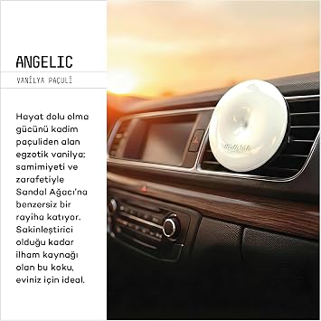 VAVANA Spin Araba Klima Kokusu - Vanilya Paçuli Aromalı Oto Kokusu | BPA & Sıvı İçermez | 90 Gün Etkili Araç Kokusu (ANGELIC)
