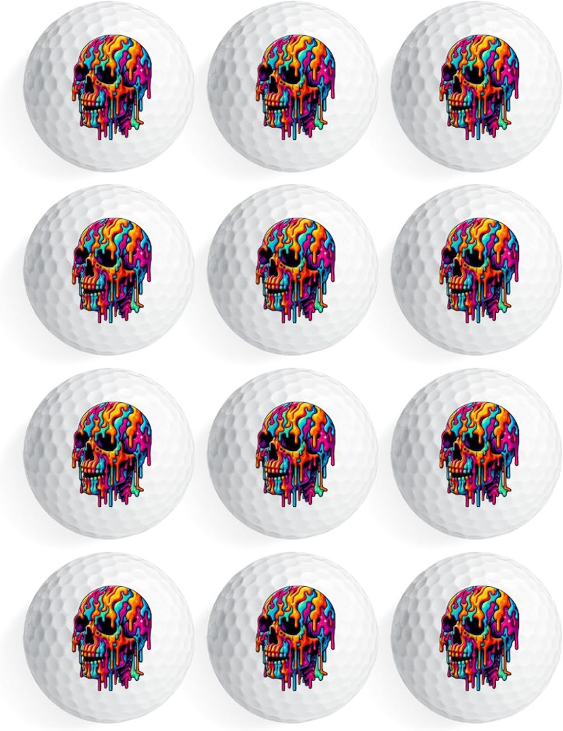 CafePress Vibrant Psychedelic Skull Novelty Golf Balls (Pk of 12)