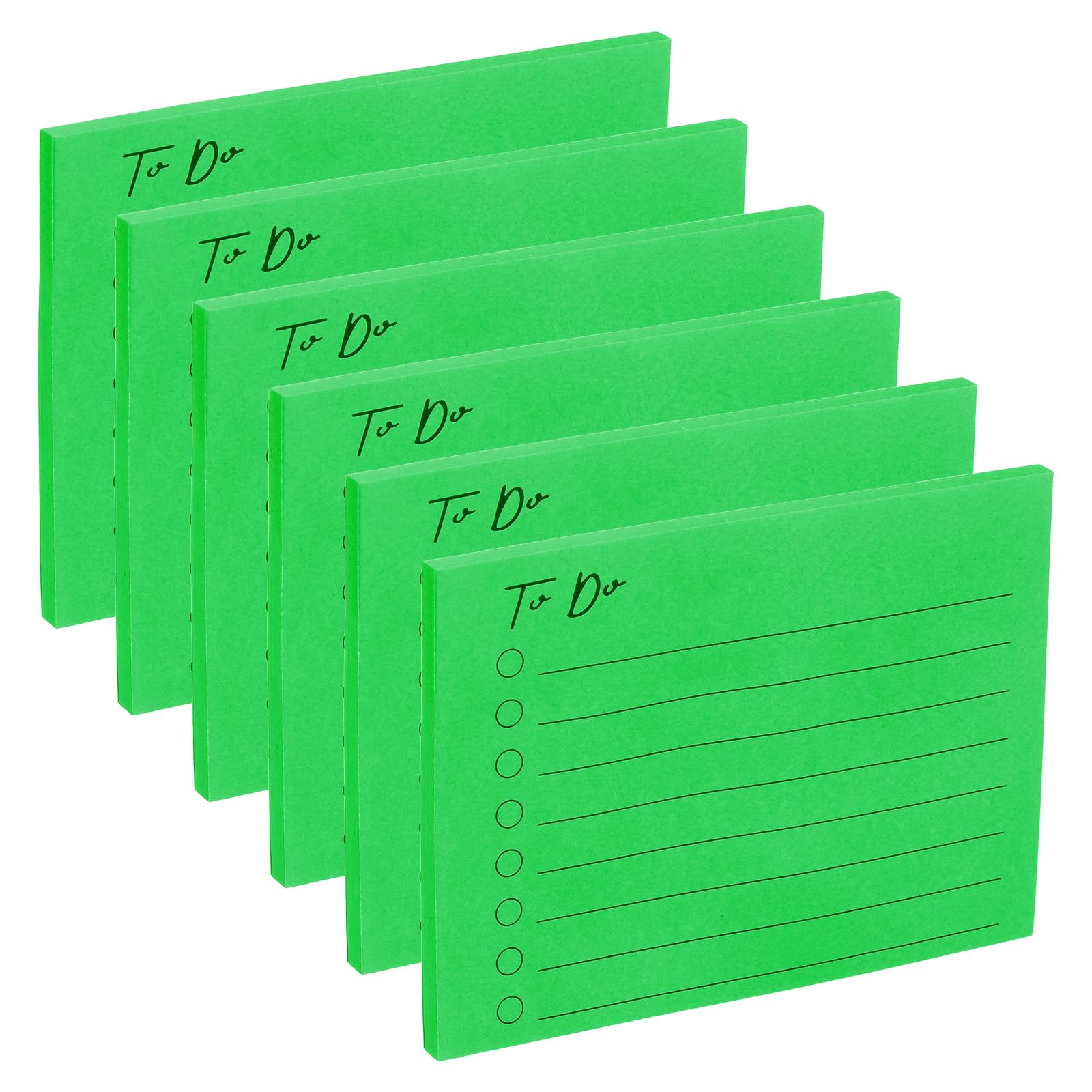 PATIKIL 4x3 to Do Lined Sticky Notes, 6 Pad Daily to Do List Notepads Sticky Notes, Checklist Message Self-Stick Pads for Home Office Reminders Lists Planning, Bright Green, 50 Sheets/Pad