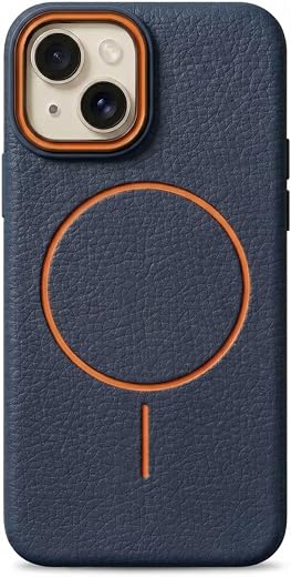 amazon basics Luxury MagSafe Compatible Leather Texture Back Cover for iPhone 13 | Raised Camera Protection | Slim Fit Sho...