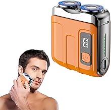 Colexy Tragbarer Elektrischer Mini Rasierer, 2025 Neuest IPX7 Wasserdichter Multifunktionaler Mini Trockenrasierer Herren Elektrisch, Tiefenreinigung Shaver Men, Kapsel Rasierer (Orange)