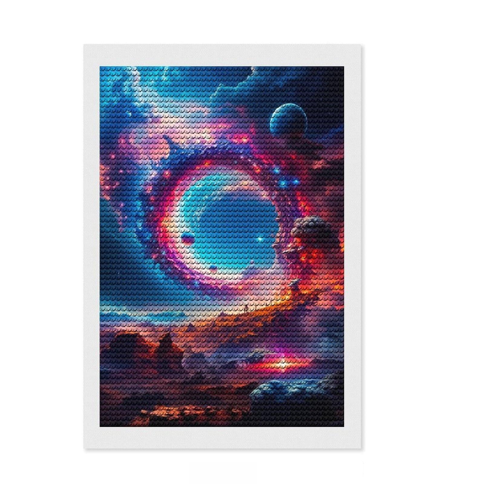 Junmoney Ancient Portal DIY Diamond Art Canvas Kit 8"x12", Office Decor, for Beginners, Relaxing DIY Hobby, Festive Craft Gift