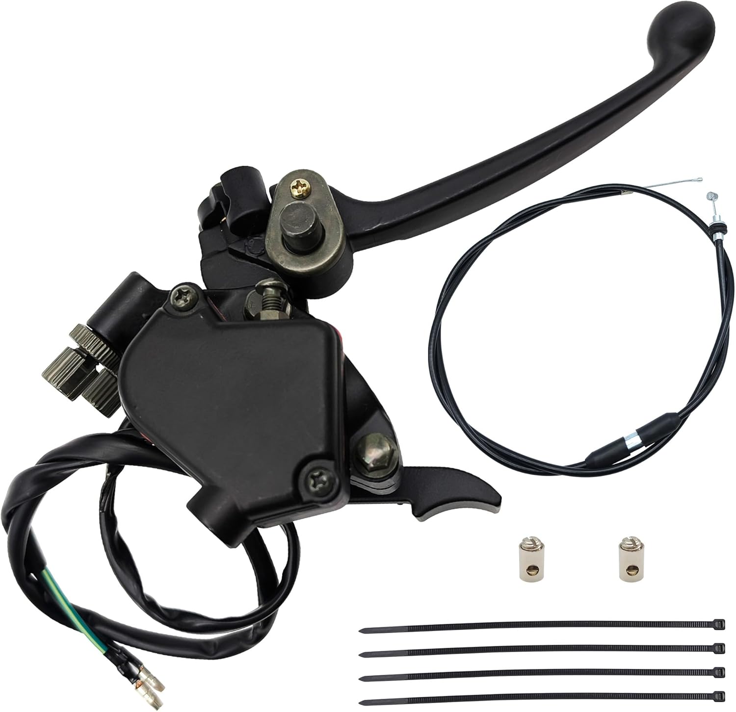 7/8" 22mm Thumb Throttle Cable with Dual Brake Lever Assembly for 50cc 90cc 150cc 250cc ATV Quad Roketa Taotao Sunl Kazuma Go Kart