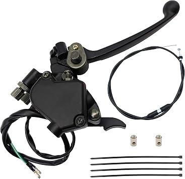 7/8" 22mm Thumb Throttle Cable with Dual Brake Lever Assembly for 50cc 90cc 150cc 250cc ATV Quad Roketa Taotao Sunl Kazuma Go Kart