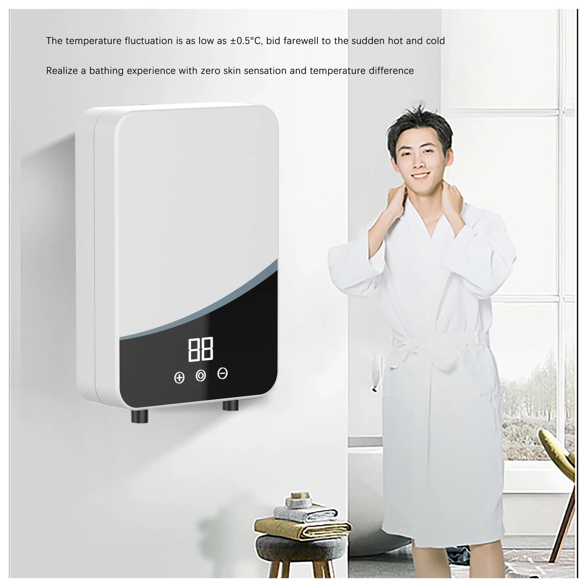 Scaldabagno Istantaneo Senza Serbatoio For Bagno, Scaldacqua Elettrico Istantaneo Da 5,5 KW Con Protezione Automodulante E Surriscaldamento riscaldare rapidamente