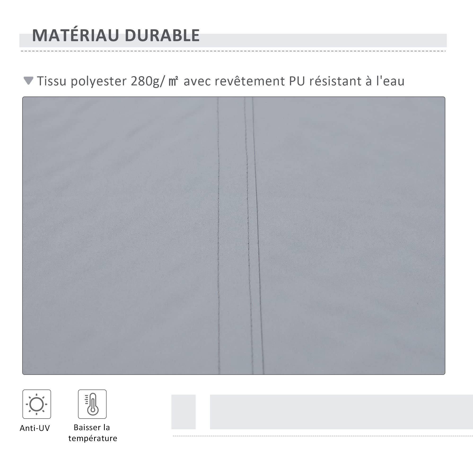Outsunny Store banne Manuel rétractable 395 x 245 cm Store Exterieur terrasse avec manivelle, Angle réglable 45°-85°, Aluminium et Polyester 280 g/m², Protection UV, auvent de terrasse, Gris