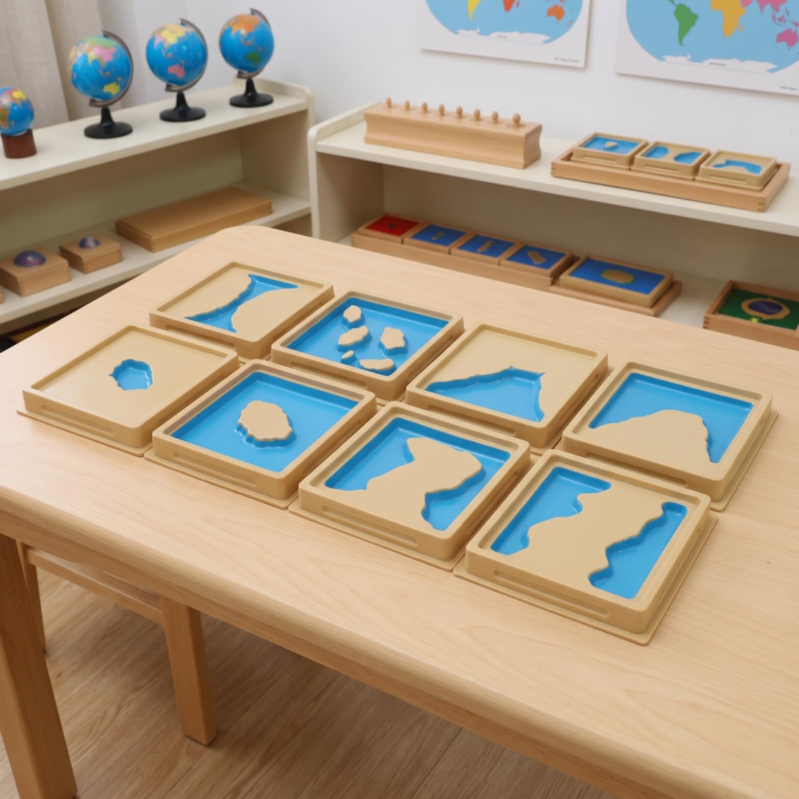 4 Piezas Tablero Geografía Didáctico Material Educativo Resistente Juguete para Maestros, Educadores, Escuela en Casa