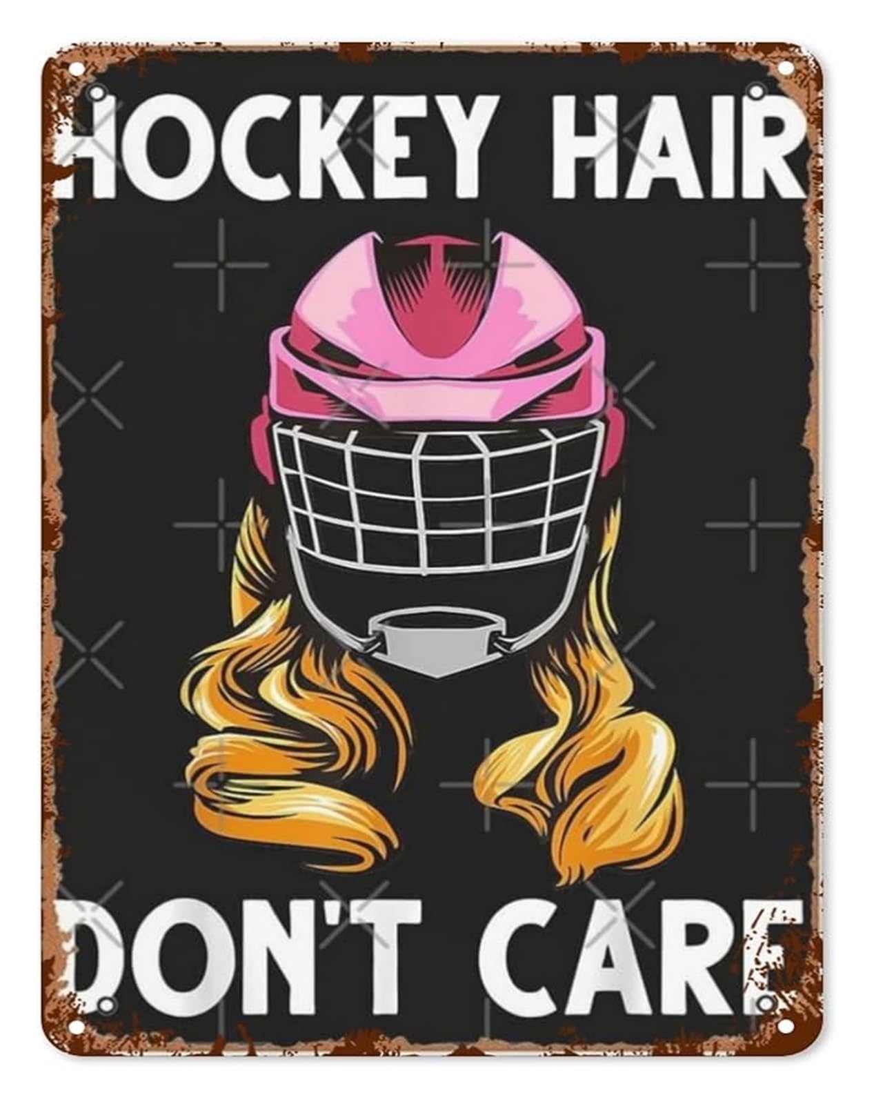 ZDVHOMCB Novelty Metal Sign for Female Hockey Lovers Inspirational Quote about Strength and Teamwork for Locker Room Clubhouse 8 X 12 in