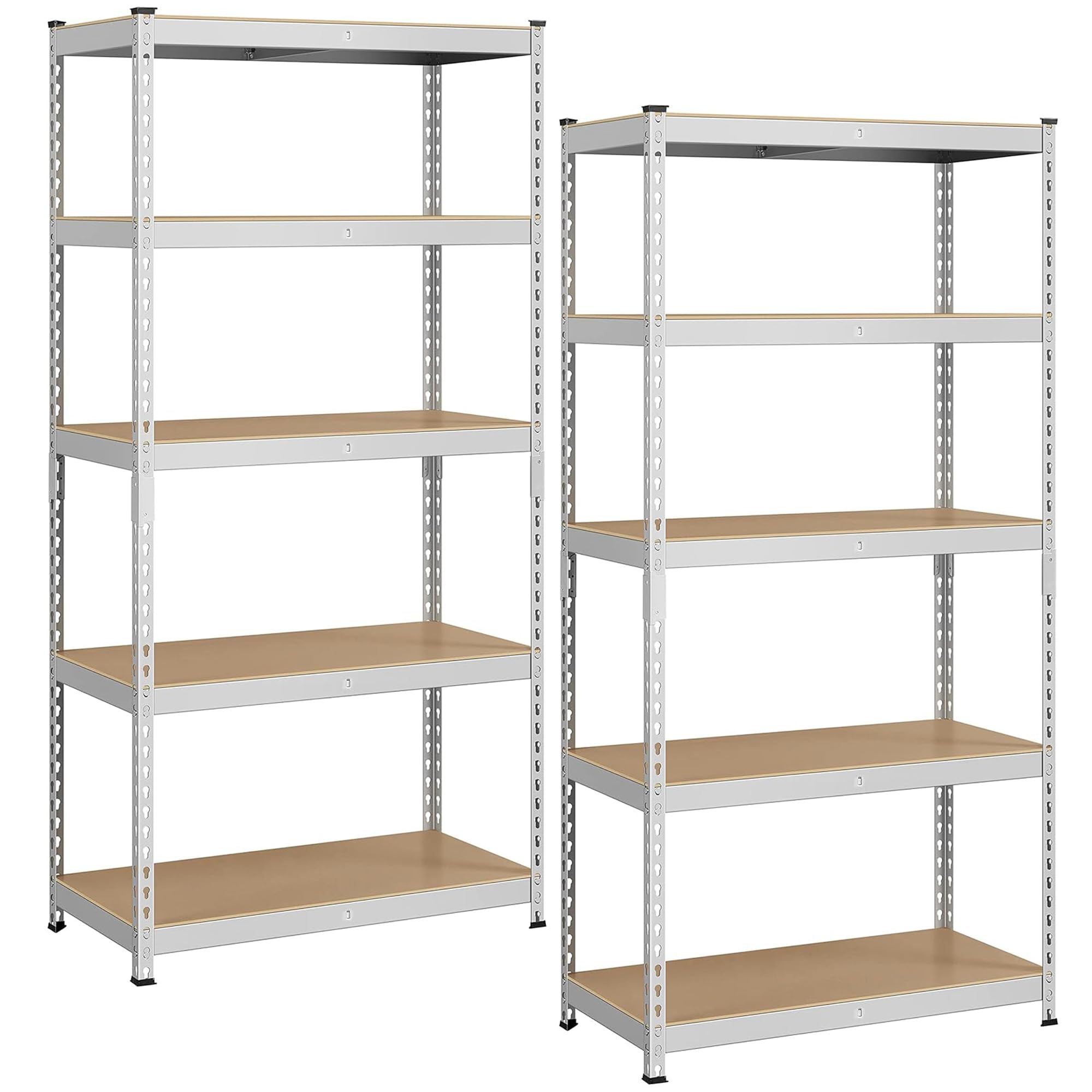 JupiterJX Garage Shelving Units 5 Tier Heavy Duty, Set Of 2 Shed Storage Shelves, Boltless 875KG Capacity | 175KG Per Shelf Metal Racking Metal Shelving Unit (Galvanised, 180cm x 120cm 60cm)