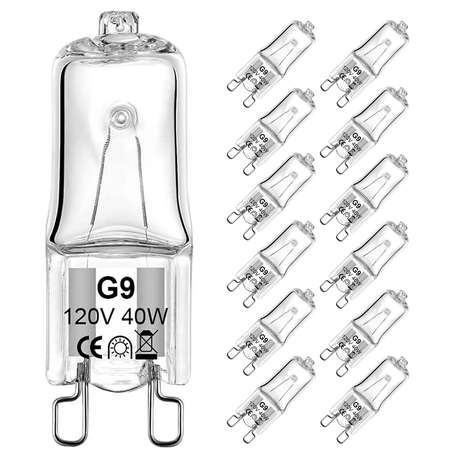 SGEPLED Halogeenlampen G9 ovenlicht 40 W oven hittebestendig 300 °C halogeenlamp oven 230 V warm wit 2700 K dimbaar voor oven en magnetron verpakking van 12 stuks