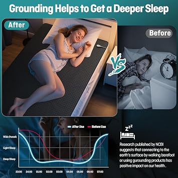 Grounding Mat for Bed, Grounding Mat Full Size, Grounding Mattress Pad for Sleeping, Stress, Enjoy Grounding Indoors,54'' 78''