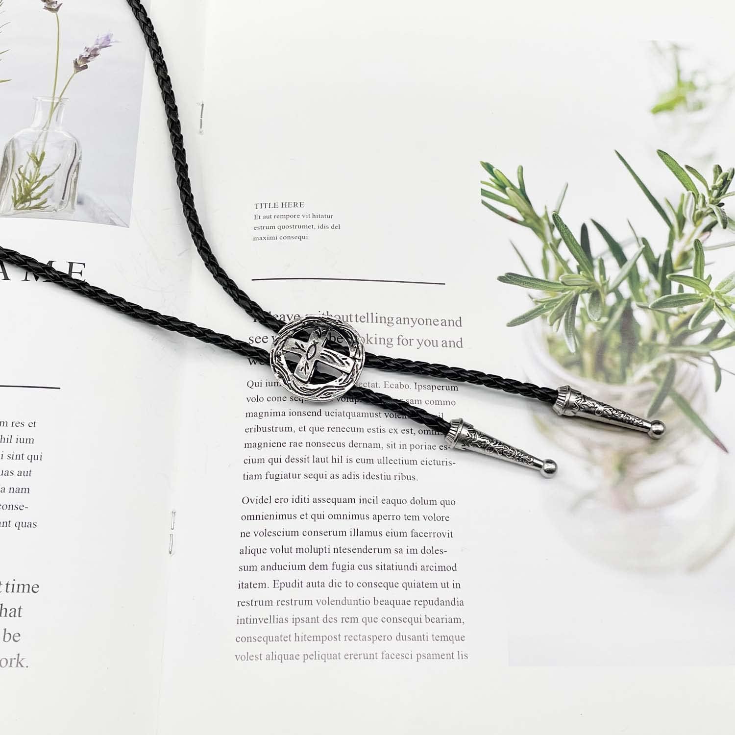 Vintage Style Bolo Tie Western Cowboy Leather Rodeo Bolo Bola Tie Necktie for Man - Image 3