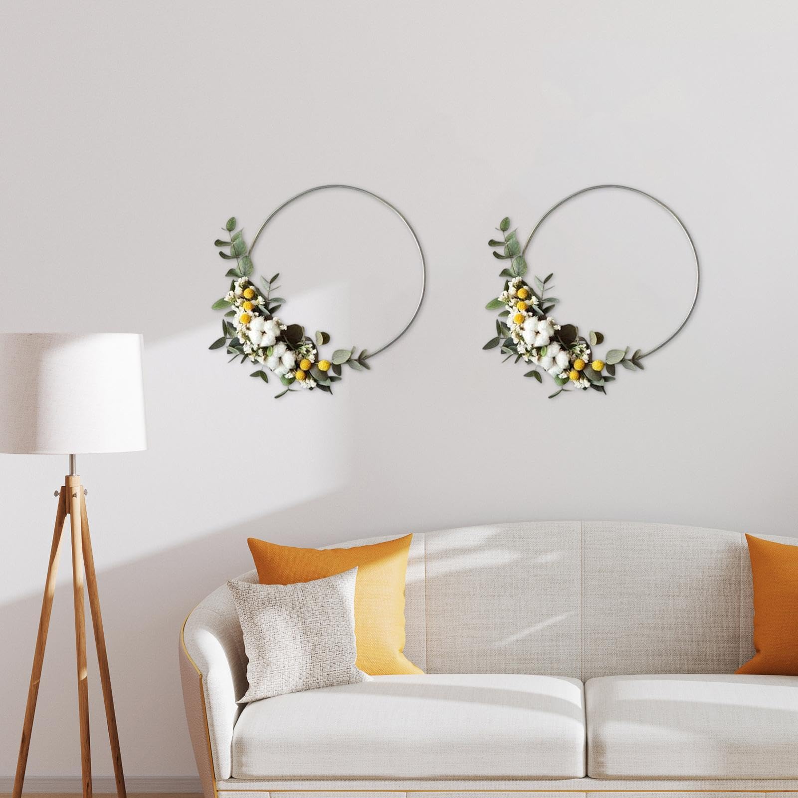Fenteer 2 Pièces Cerceaux Floraux Métalliques pour Artisanat et Décoration Murale, Diamètre 50 Cm