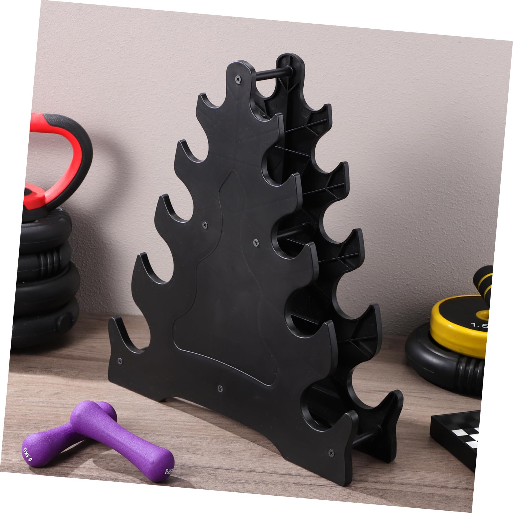Rack Porta Manubri Nero in Pp, Triangolare a Foglia