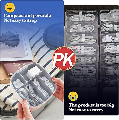 Miniatura 5 de Caja de gestión de cables de plástico de viaje portátil,Caja organizadora de cables de datos,Caja organizadora de electrónica clara,Organizador de