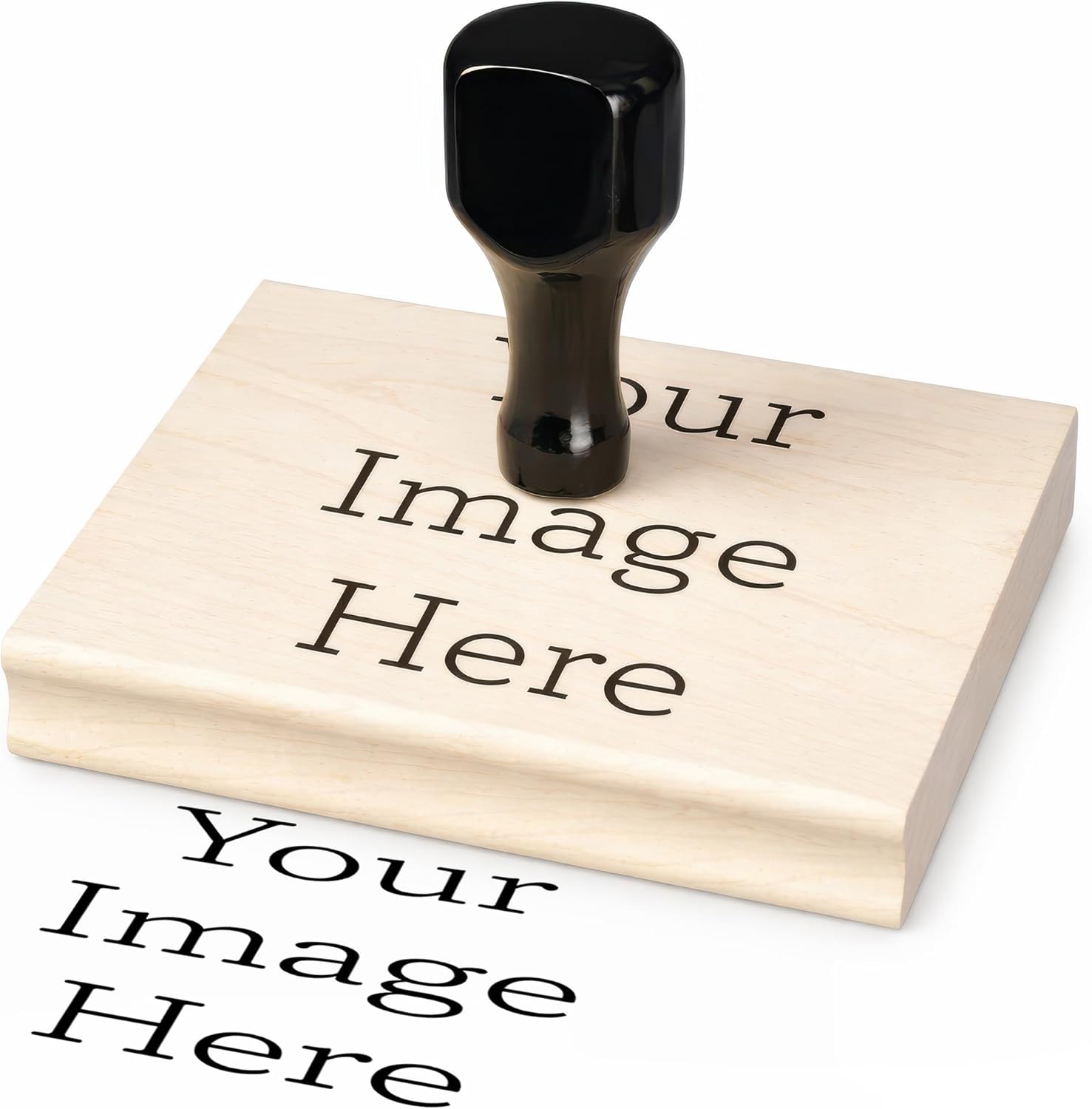 Infusion Custom Wood Rubber Stamp 4" x 5" Large Personalized Stamp – Upload Logo, Image or Text, Wood Handle for Business Packaging and Branding