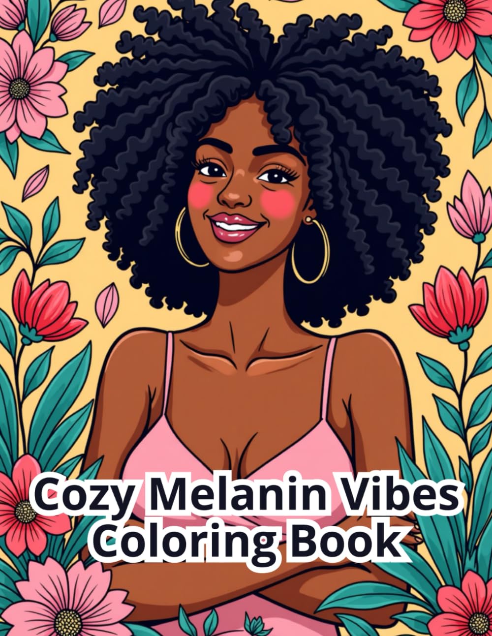 Cozy Black Girl Coloring Book. Melanin Vibes: 77 Beautiful Girly Designs Featuring Confident Women, Friendship, Self-Care and Urban Lifestyle | Large 8.5 x 11 Pages