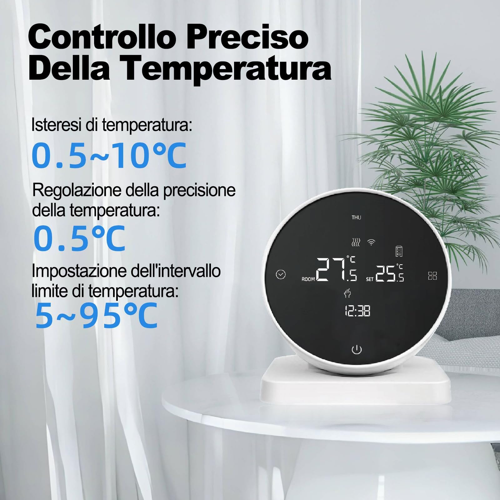 Termostato wifi per caldaia Per Tuya, Smart Cronotermostato da Parete Intelligente, controllo vocale Per Alexa, Termostato programmabile settimanale intelligente