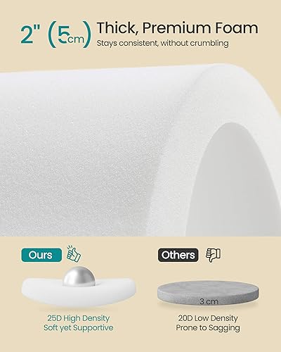 Miniatura 5 de SONGMICS Otomana de almacenamiento, taburete de pie, otomana redonda con asiento acolchado, reposapiés con patas de madera, mesa pequeña, para Gris