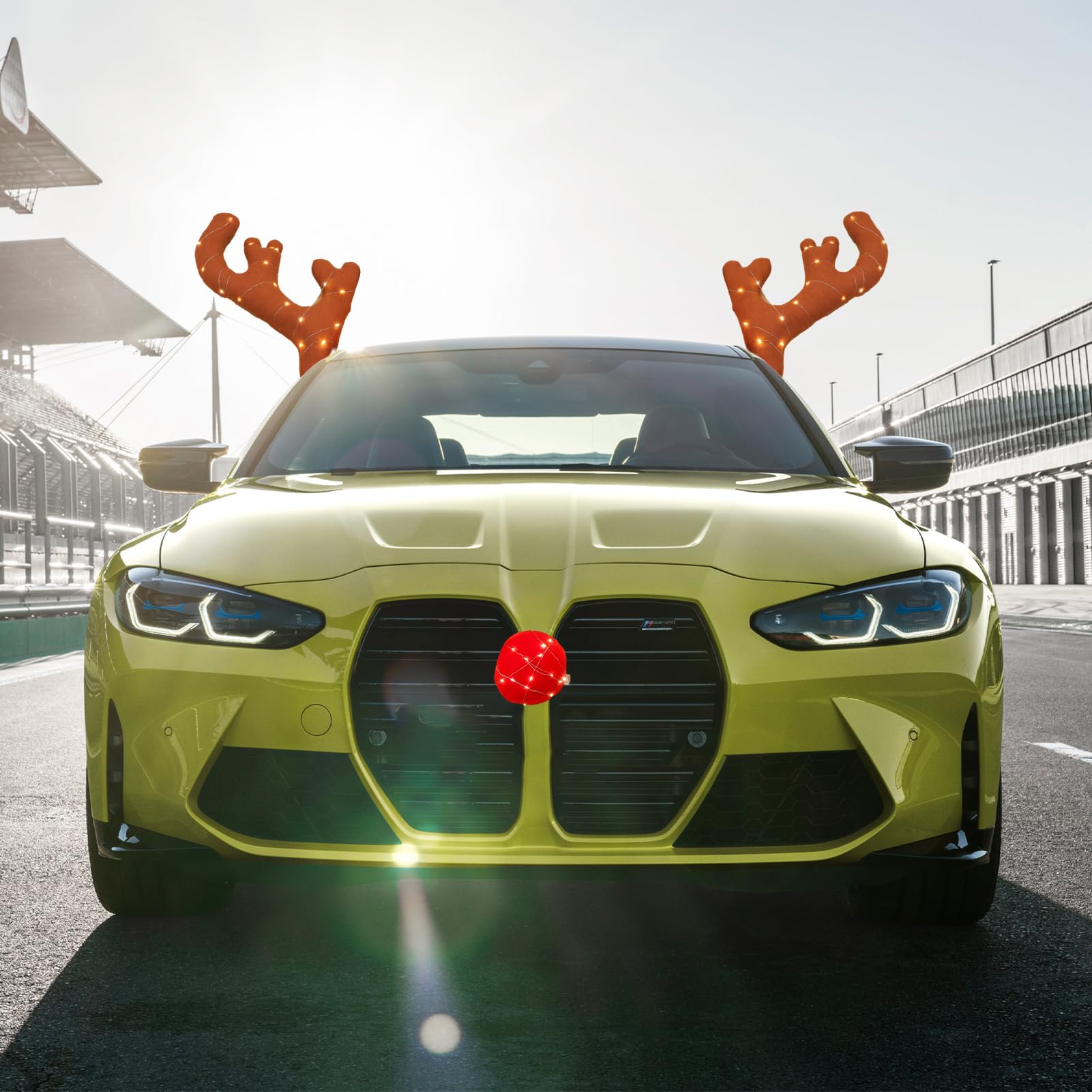 Weihnachts Auto Geweihe Plüsch 43cm - Rentier Deko Für Fahrzeug Weihnachtszeit