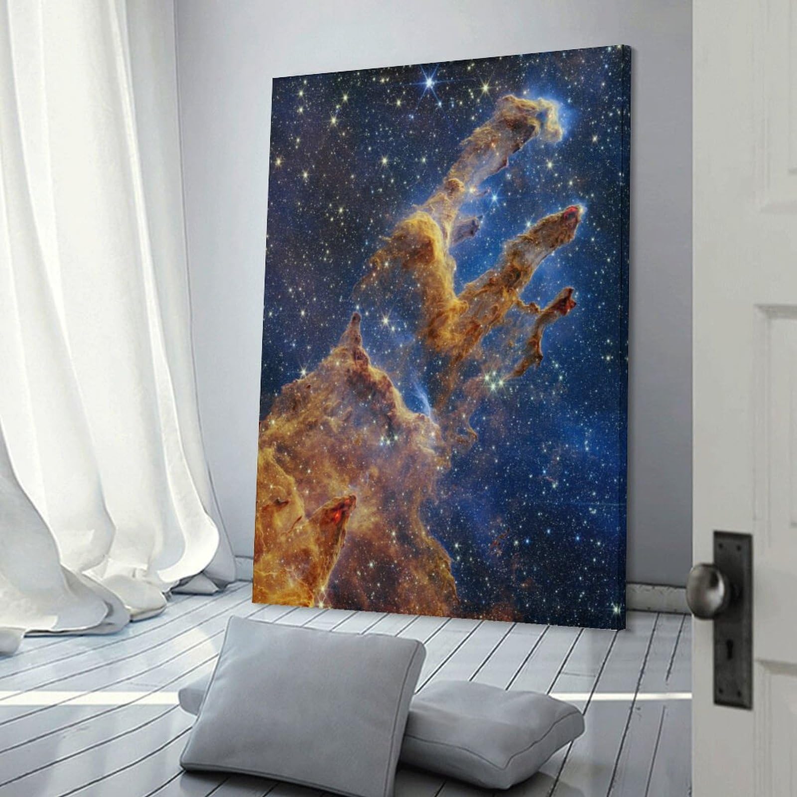 抽象油彩画 手のシルエット星の光 Amazon.co.jp: 新たな創造の柱 ジェイムズ・ウェッブ宇宙望遠鏡