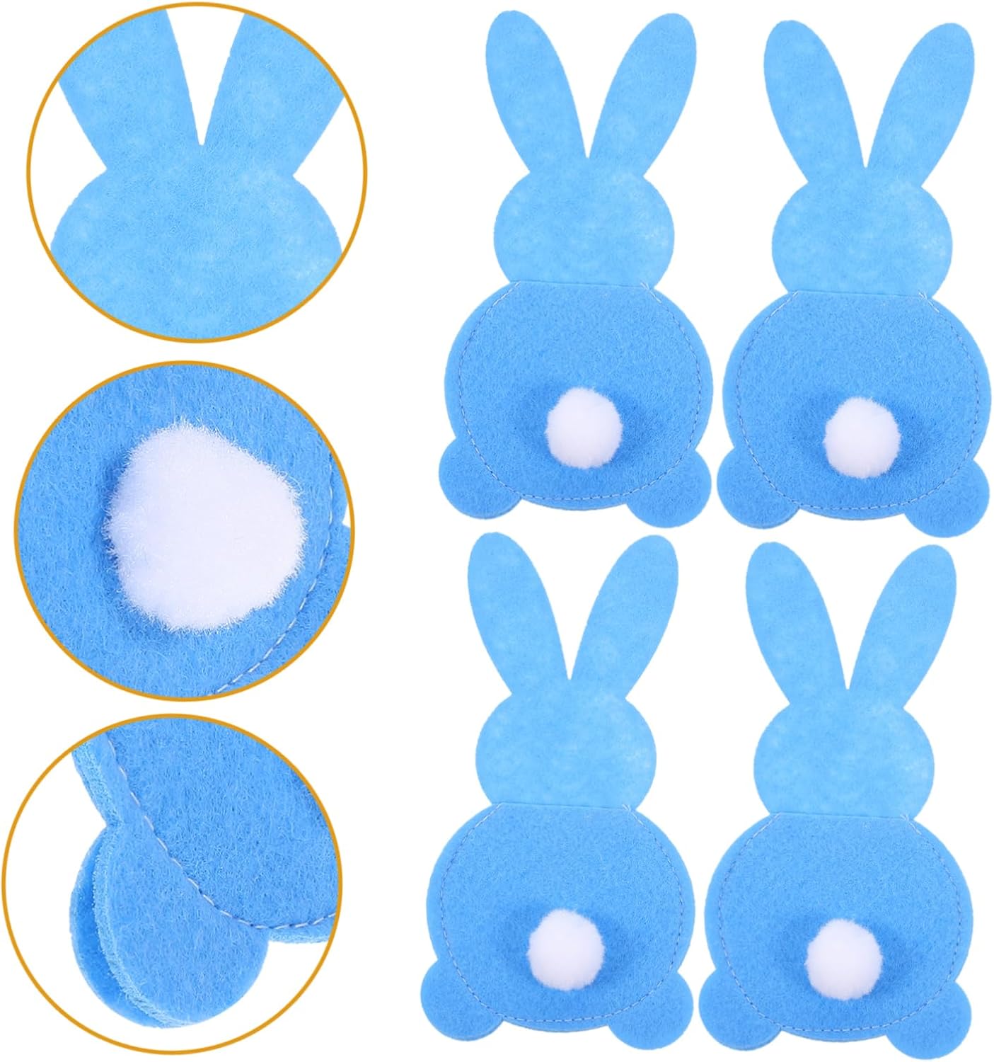 PRETYZOOM 4pcs Bunny Shape Cutlery Bags for Easter Party Utensil Holders for Table Decor Cloth Storage Pouches for Forks Spoons Create Festive Atmosphere image 4