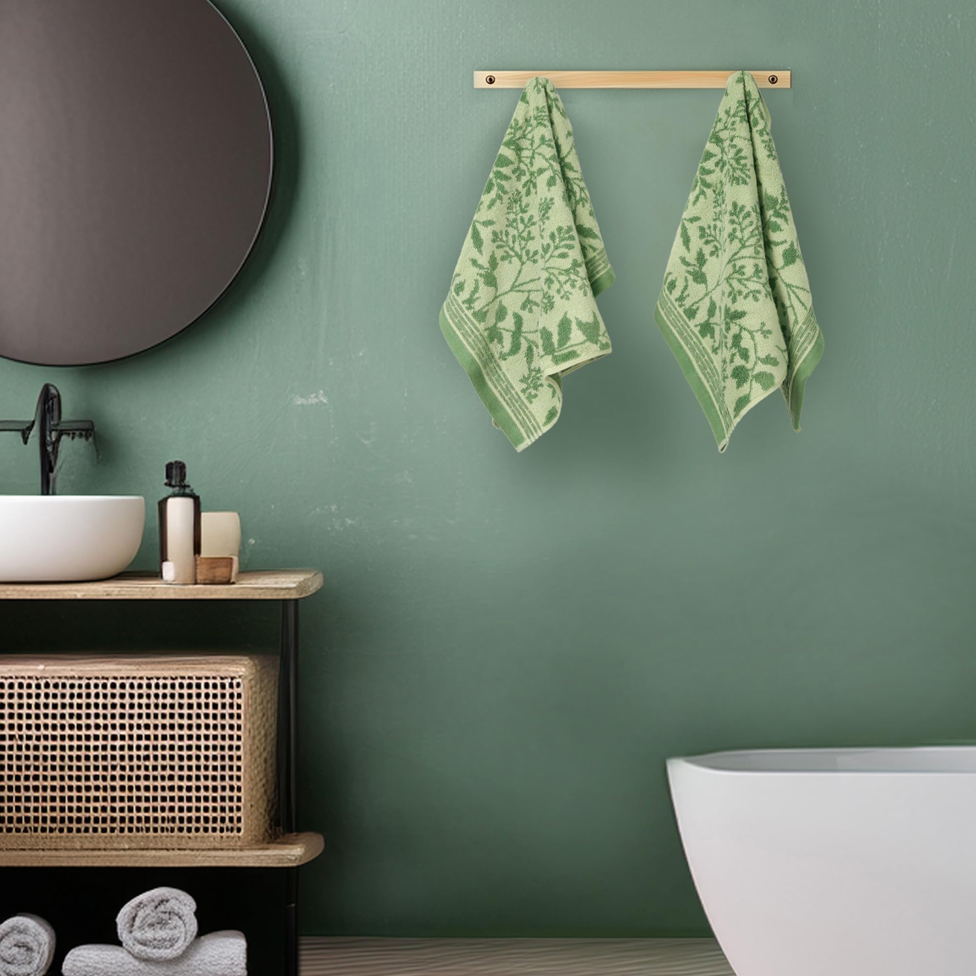 MYTRIDENT Indulgence Painterly Patterns Hand Towel, 100% Cotton, 40 cm x 60 cm (2-Pieces), 575 GSM, Zero-Twist - Amaryliss