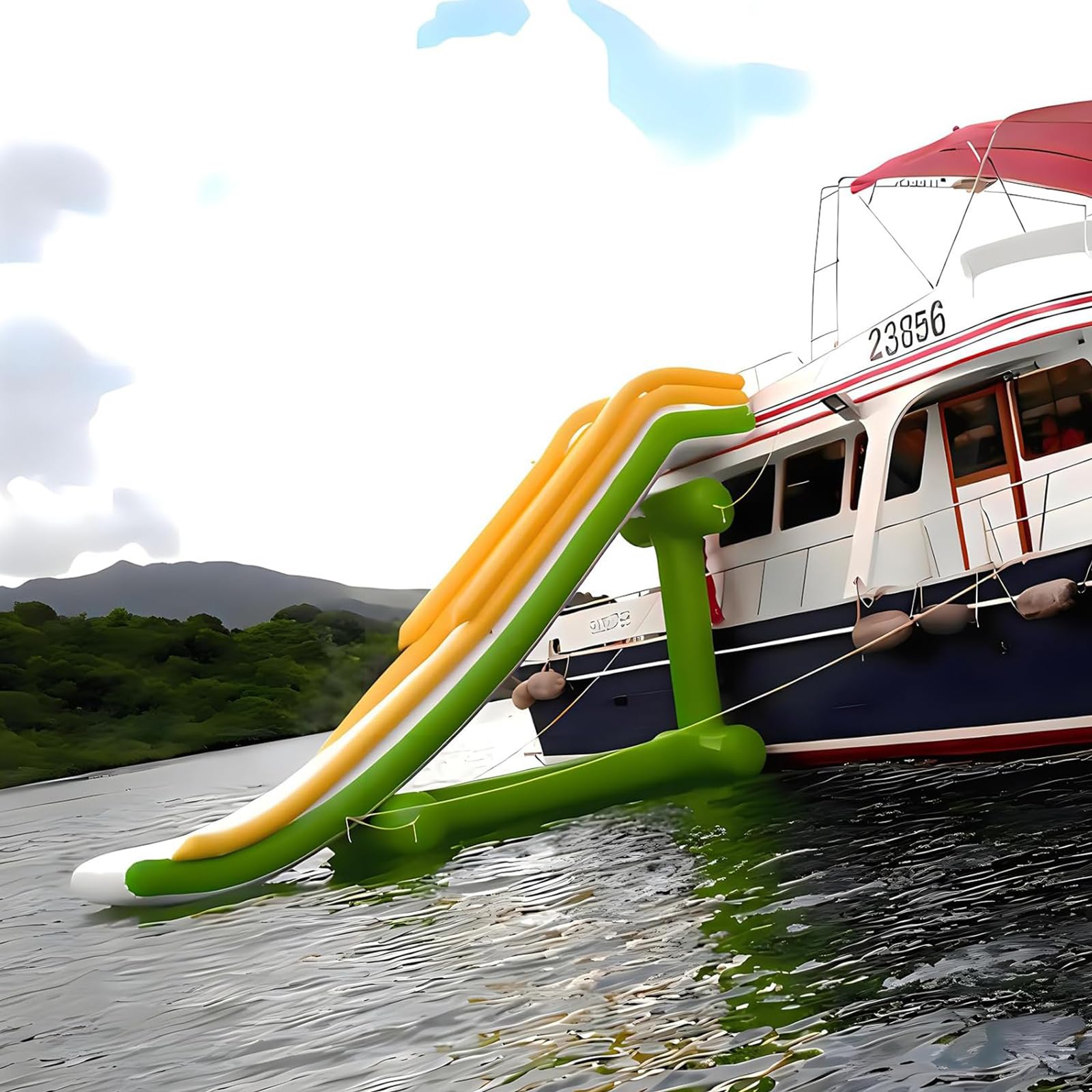 AZZYUAN Inflatable Yacht Slides for Yachts, Private Dock Water Slides, Compact Inflatable Water Slides And Play Equipment, Large Slides