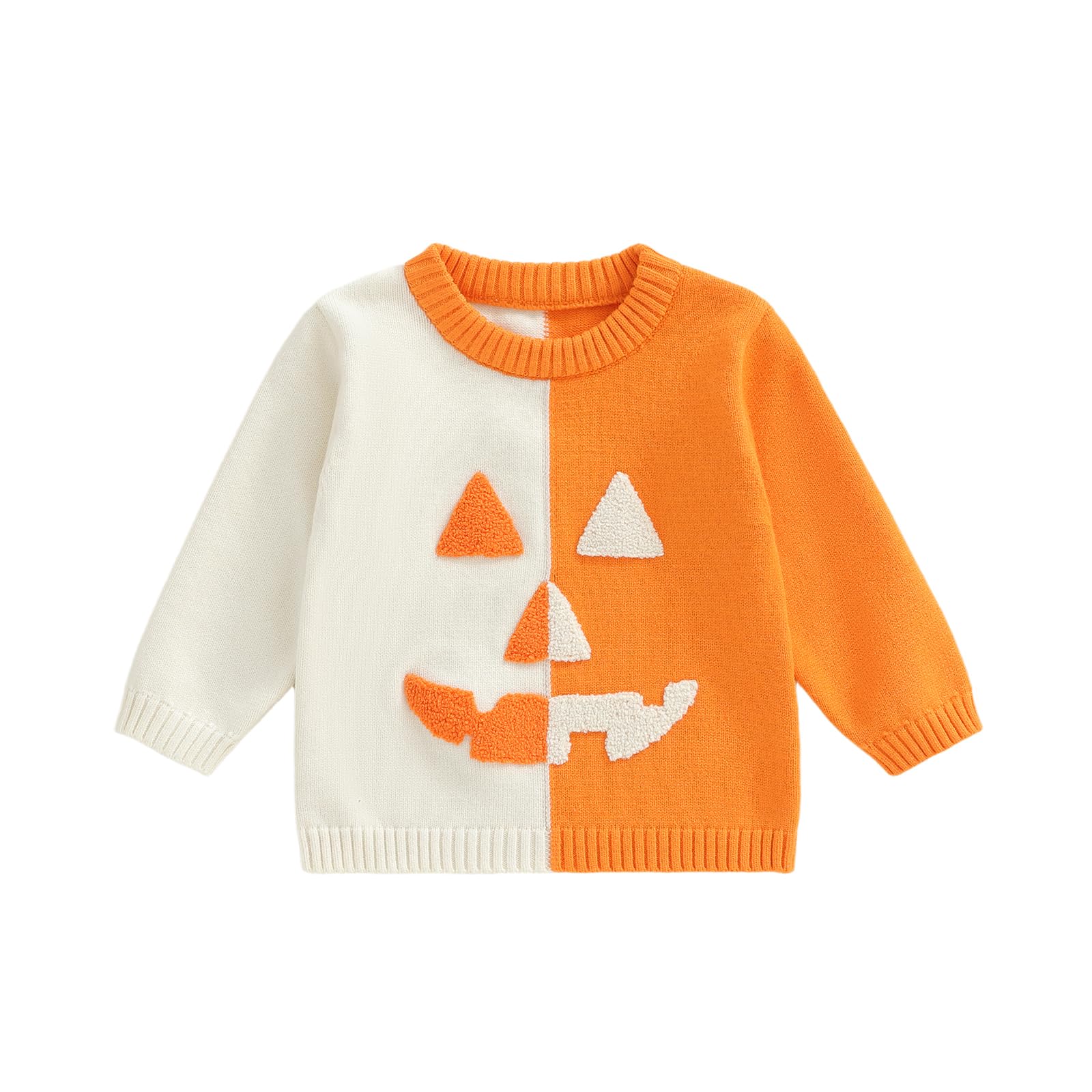 LSFYSZD Toddler Baby Girls Boys Halloween Pumpkin Sweaters Long Sleeve Crew Neck Winter Warm Knitwear Pullover Jumpers Top — view 98