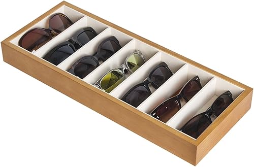J JACKCUBE DESIGN JackCubeDesign MK374 - Organizador de exhibición de lentes con 7 compartimentos de madera, Madera clara