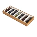 Wooden 7 Compartments Eyeglass Display Organizer Eyeglasses Sunglass Storage Case Box Eyewear Tray Stand Open Top Suede Inside(17.8 x 7.1 x 1.9) – MK374A